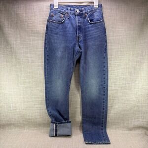 Levis 501 Big E Premium Selvedge Denim Jeans Medium Wash Straight Leg 26x32